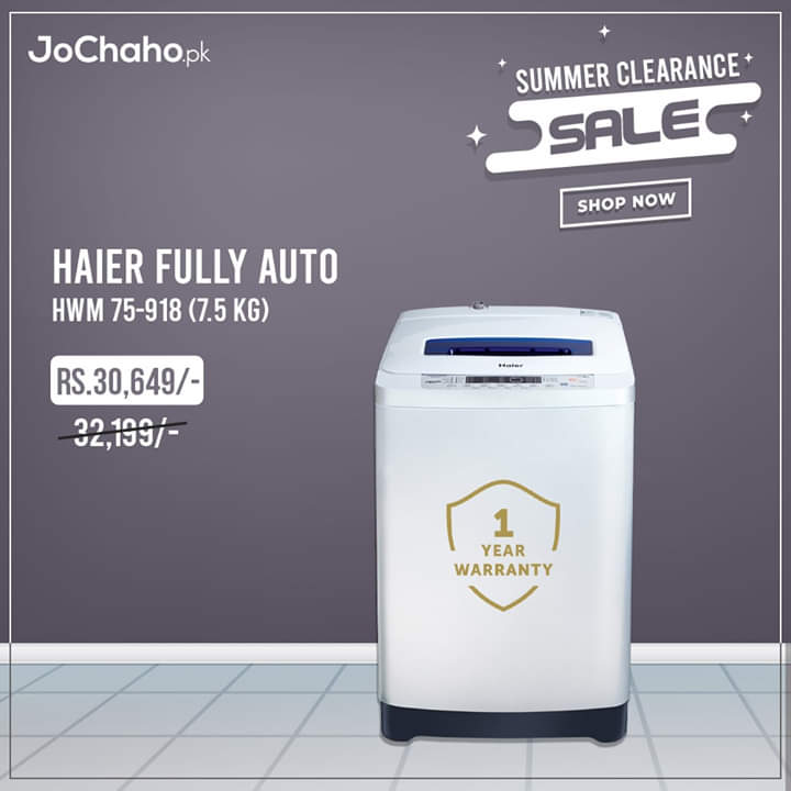 haier washing machine 7.5 kg automatic 75 918